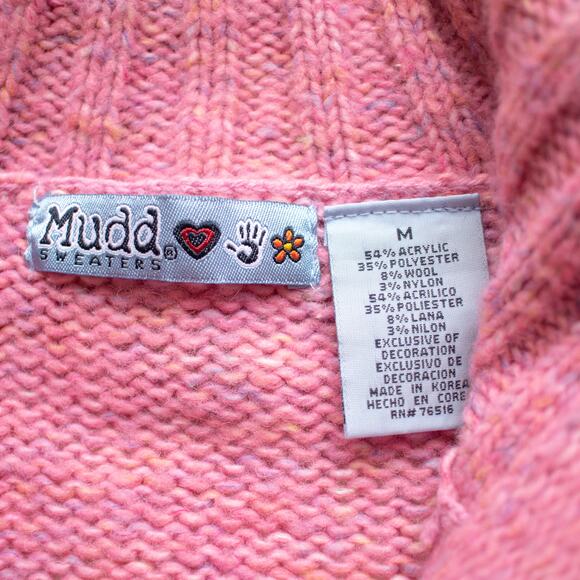 Mudd Pink Cable-Knit Cowl Neck Cardigan Size Medium - Picture 3 of 5